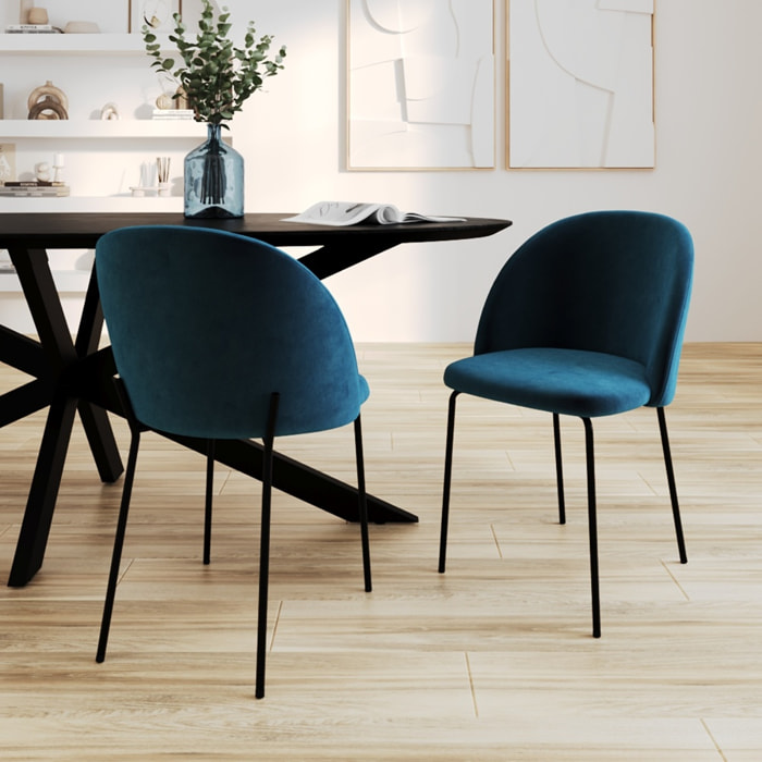 Lot de 2 chaises en velours bleu foncé - Karl