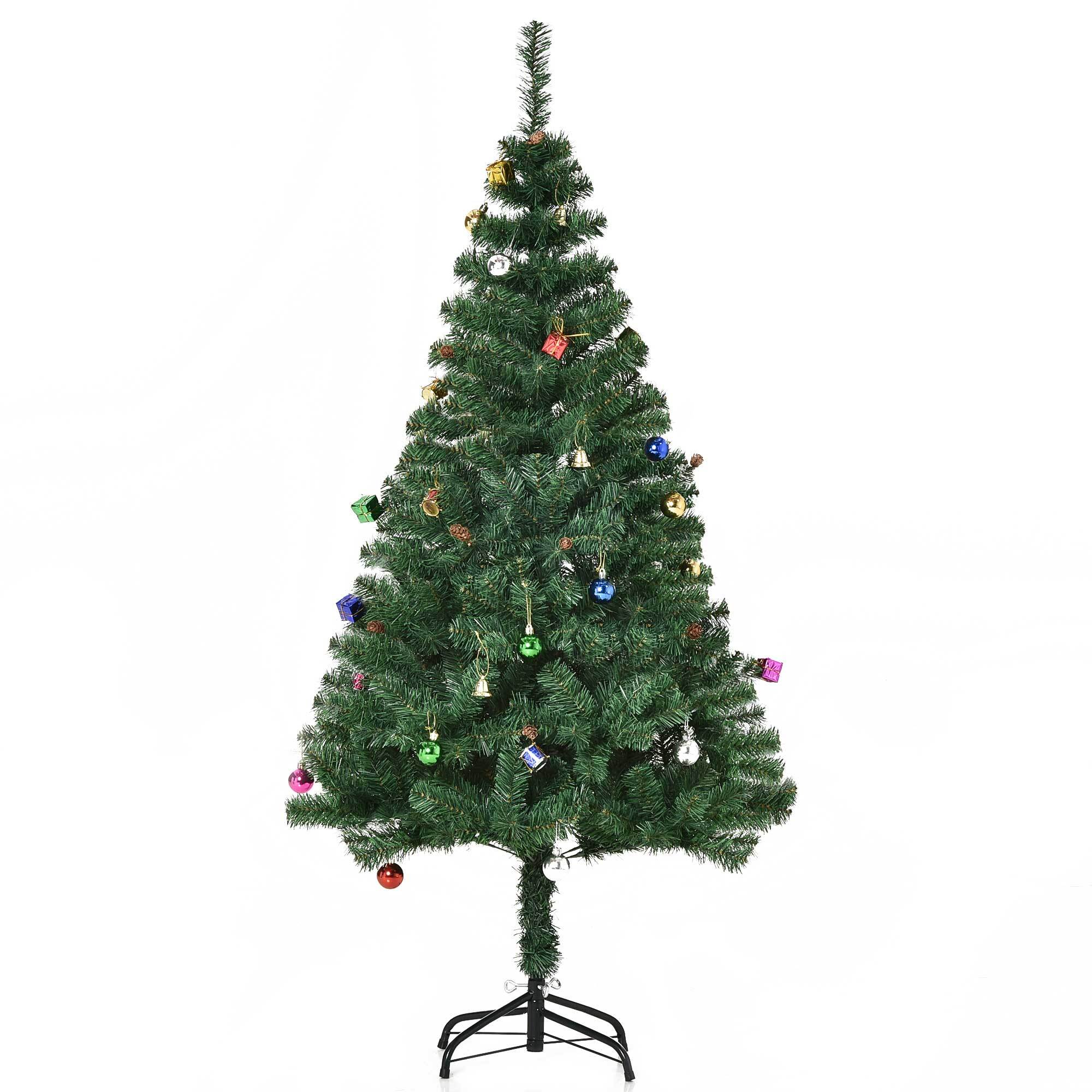 Árbol de Navidad 150 cm Incluye Decoración Artificial Verde y Blanco