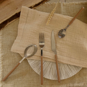 Lot de 6 cuillères à café marron en acier inoxydable COLORAMA