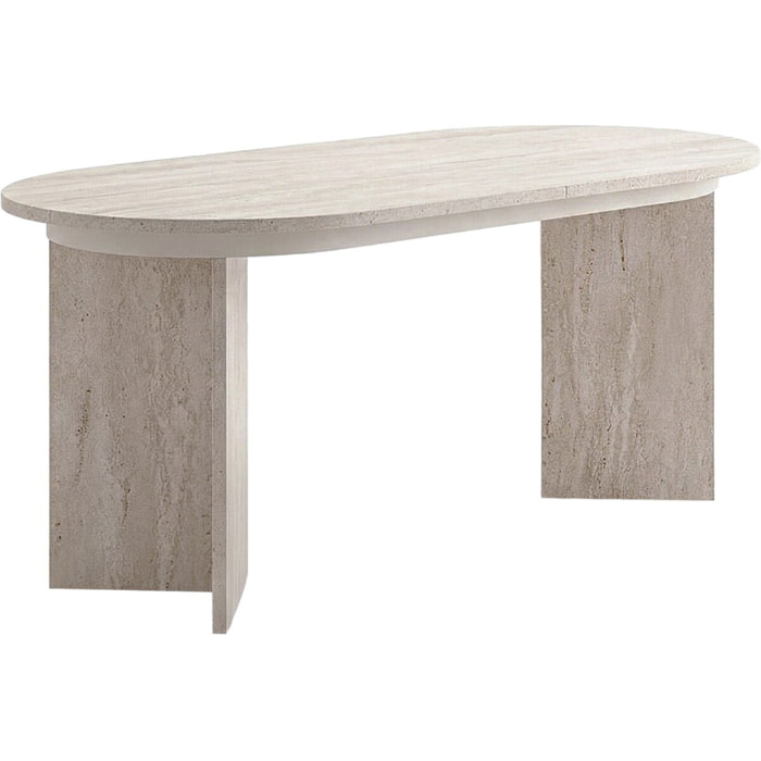 Table repas extensible en bois 160/200 cm "Sorell" - 8 places - Travertin