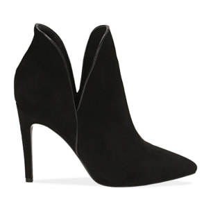 Ankle boots neri in microfibra, tacco 10,50 cm