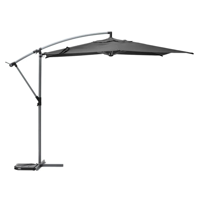 Parasol déporté rond "Manoa" ardoise & graphite 3m en aluminium traité époxy