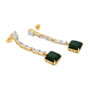 Pendientes con Circonita Esmeralda acabado oro 18k