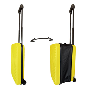 Maleta de cabina 18" plegable ultrafina/se pliega de 28cm a 13cm de grosor/ligera y resistente abs/ 2 ruedas + mango telescópico/ color amarillo