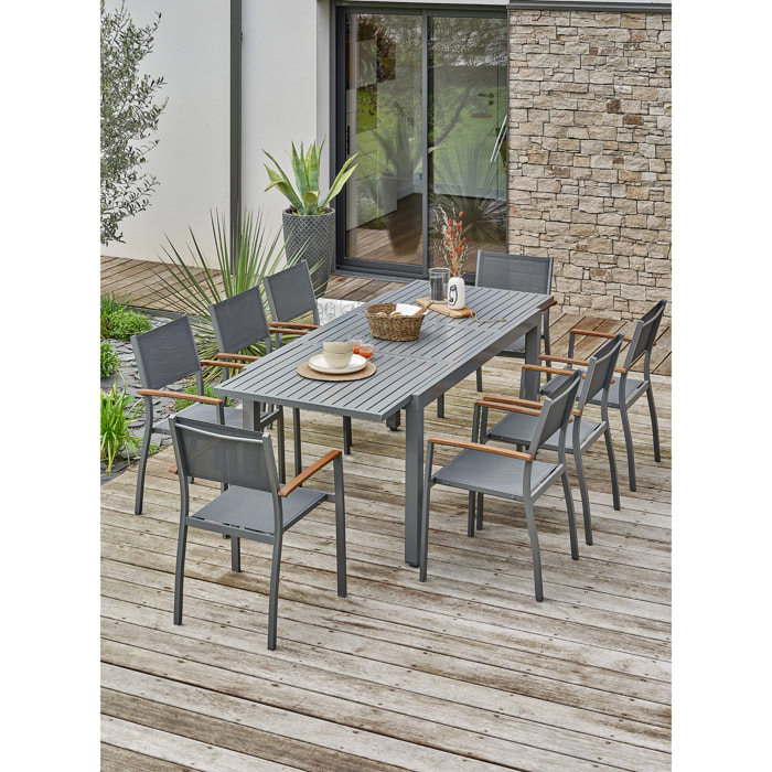 ORSINO - Ensemble repas de jardin 8 places - Gris anthracite