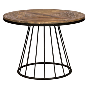 Table ronde 5 personnes en bois de cèdre et pied en métal D110 cm - Pralus