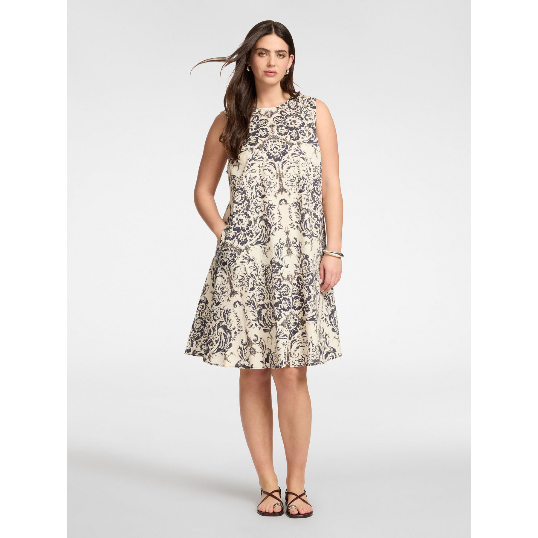 Elena Mirò - Abito stampato in popeline - Nero