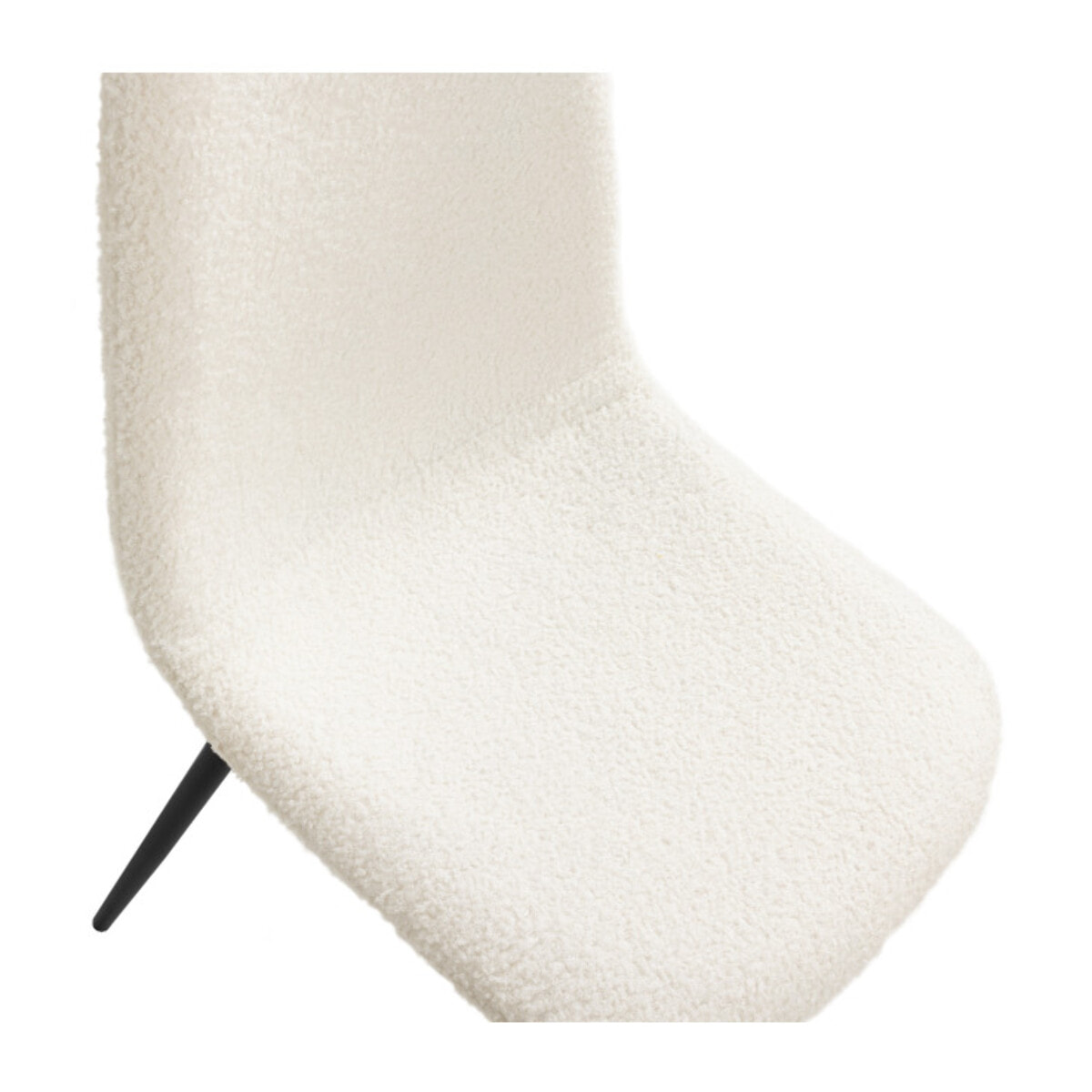 Chaises Sofia en bouclette blanche et pieds métal noirs - lot de 4