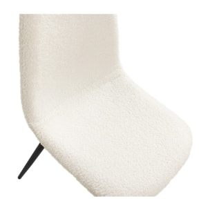 Chaises Sofia en bouclette blanche et pieds métal noirs - lot de 4