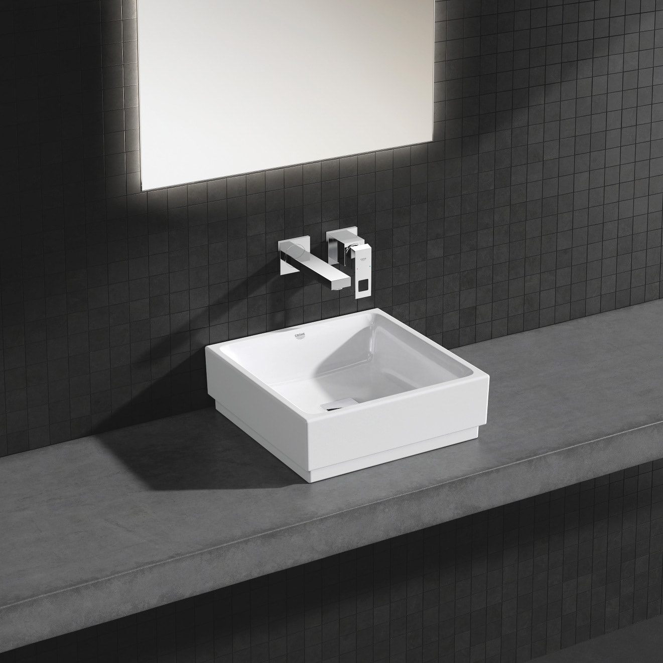 Mitigeur lavabo mural 2 trous Eurocube, Taille S