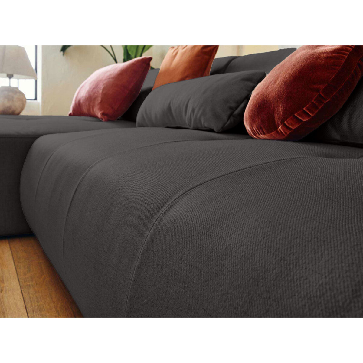 Onyx - canapé modulable d'angle gauche 5 places - en tissu - Gris foncé