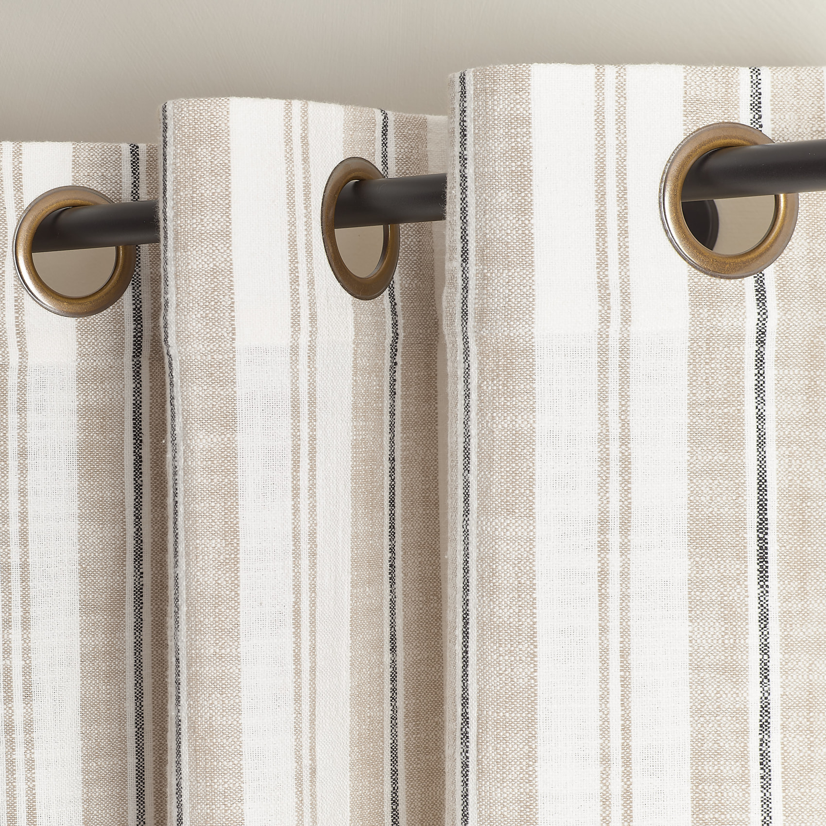 Rideau 100% coton rayures tapissier LOURMARIN - Beige