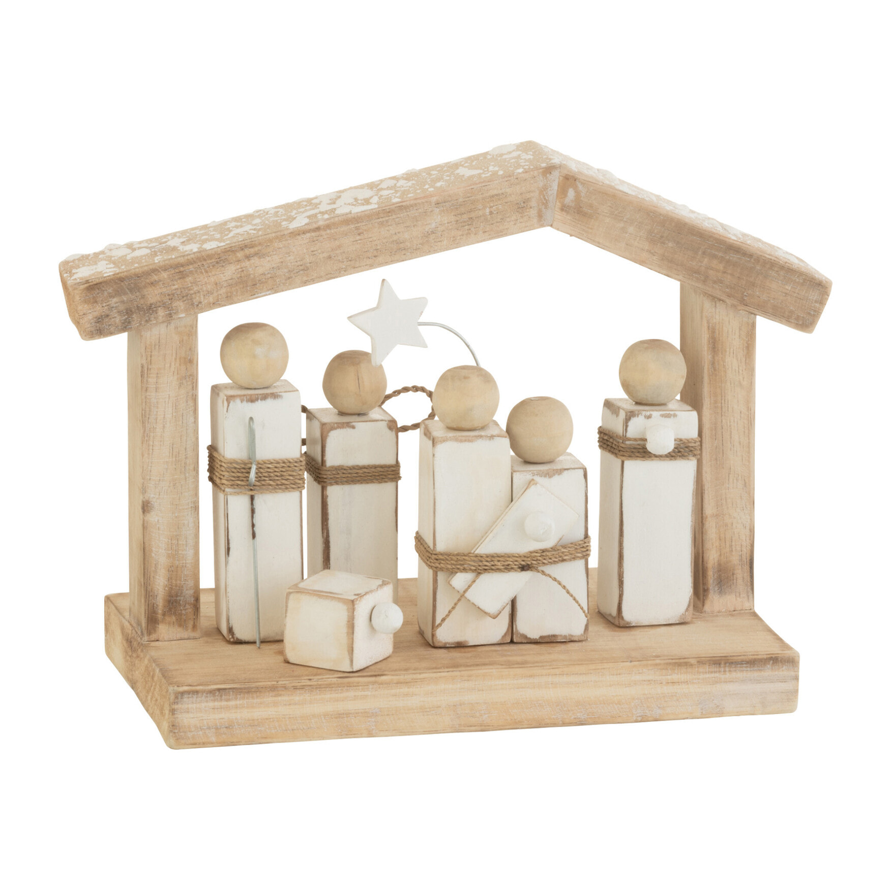 J-Line décoration Crèche Minimaliste - bois - naturel/blanc