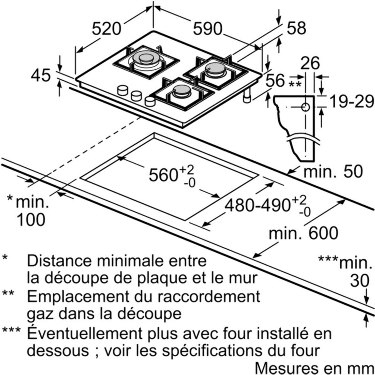 Plaque gaz NEFF T26NKC4S0, N50, Brûleur wok