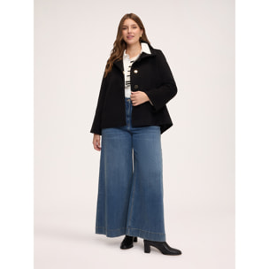 Fiorella Rubino - Cappa in panno misto lana con collo alto - Nero