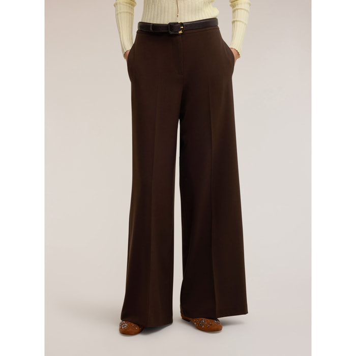 Motivi - Pantalones palazzo de franela - Marrón