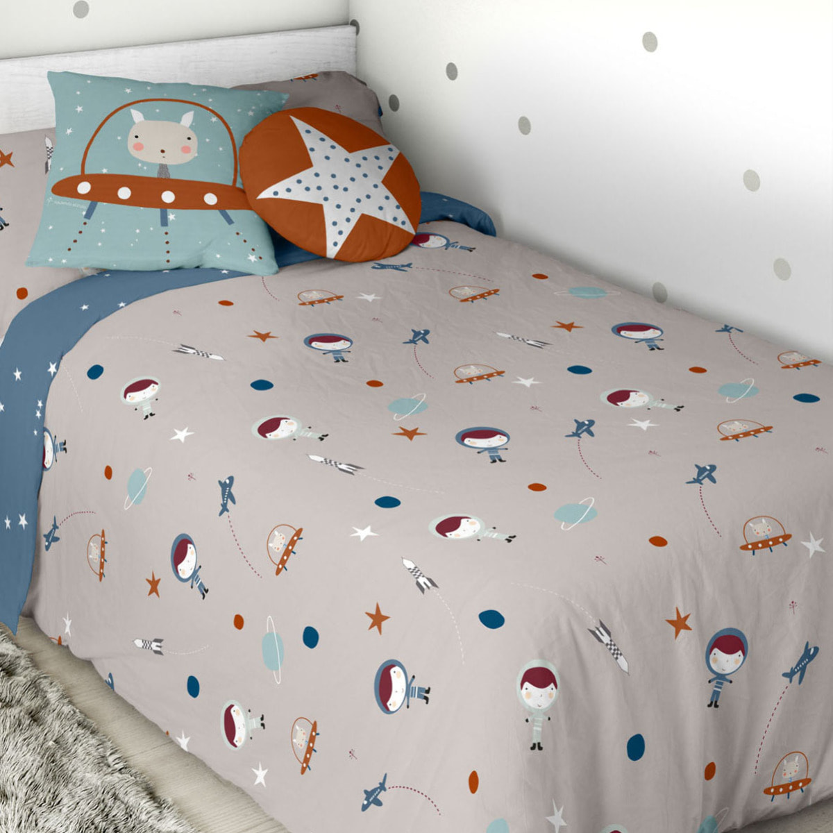 Haciendo el Indio - Funda Nórdica Estampada - Reversible - Infantil - Cierre Solapa - 100% Algodón - Incluye 1 Funda de Almohada - Planeta