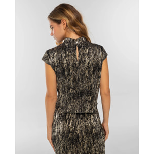 Top quipao con cuello mao con cierre de alamares de mujer