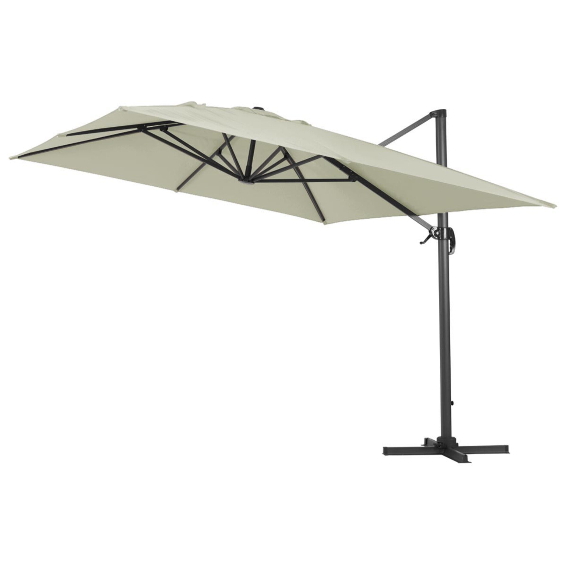 Parasol de jardin déporté en aluminium "Sun 4" 3 x 4 m - Ecru
