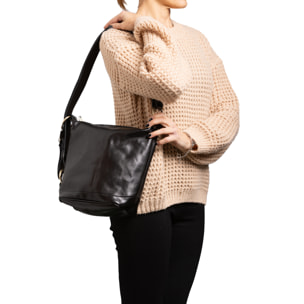 Borsa a secchiello  da donna In Vera pelle Made in Italy 25x28x14 cm