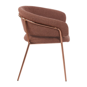 Set 2 poltrone in tessuto bouclé marrone con gambe metallo - Cloud