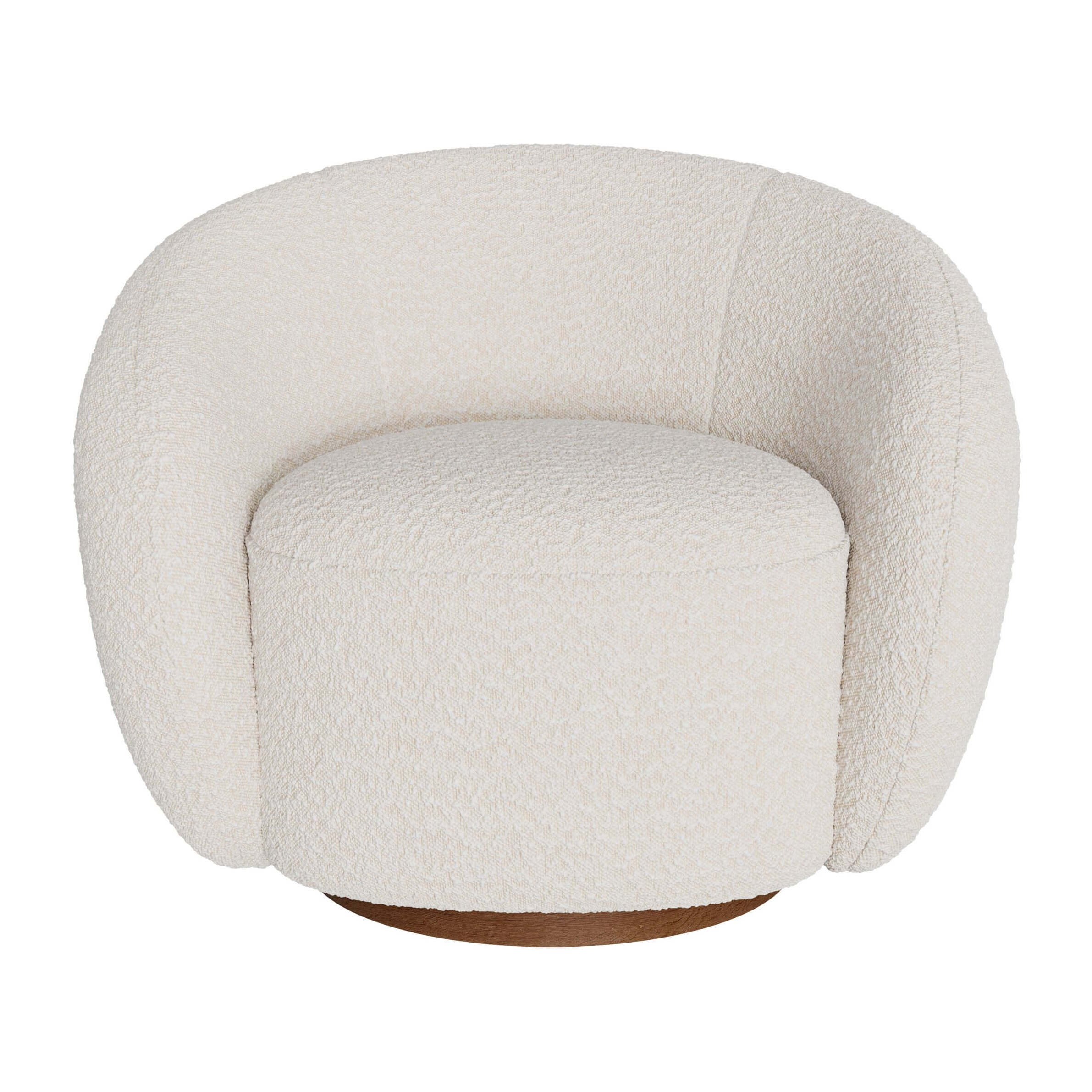 Fauteuil pivotant Naya en tissu bouclé blanc