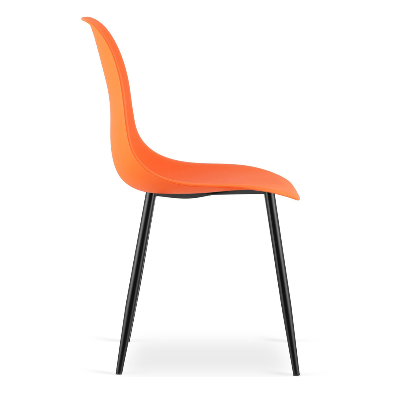 Sedia di design WAT arancione con gambe in metallo nero