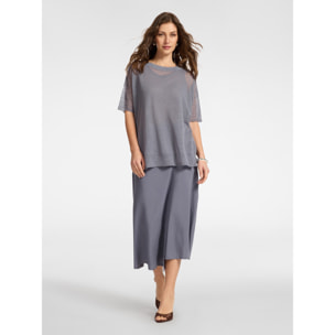 Elena Mirò - Falda midi asimétrica de lyocell - Gris