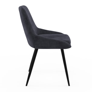 Chaises Olivia en velours et pieds métal - Gris anthracite
