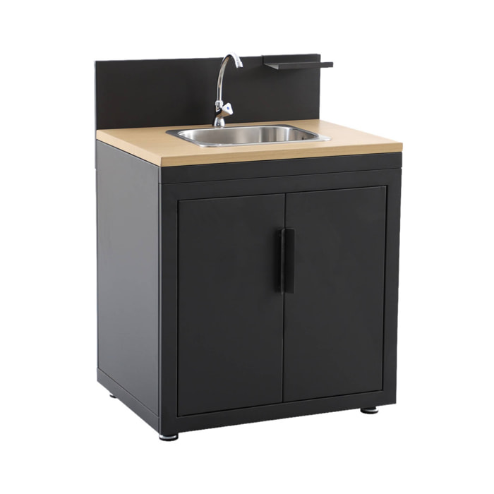 Cuisine d'extérieur 5 modules acier et décor bois CUISINE D'EXTÉRIEUR MILOS COMPLÈTE