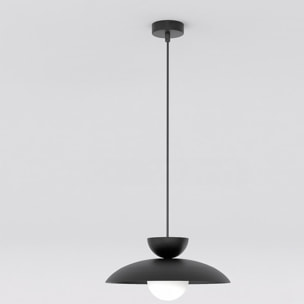 Lampada a sospensione Mulan in acciaio nero opaco e vetro