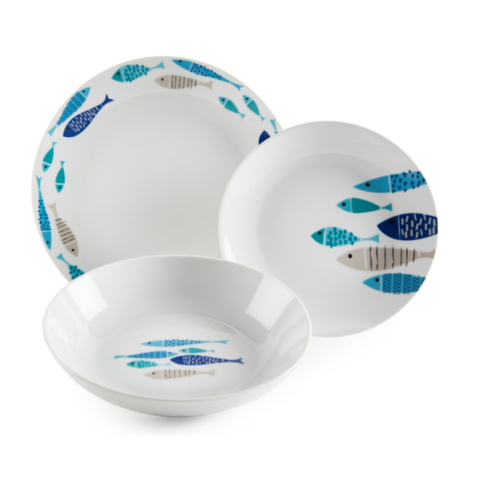Service de vaisselle 18 pièces Excelsa – North Sea, Porcelaine Multicolore