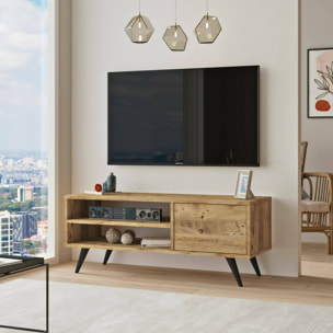 Mobile porta TV Dpavar, Credenza da soggiorno, Armadio basso per TV, Base parete attrezzata, 110x40h44 cm, Quercia