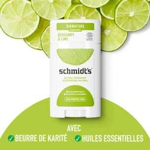 Pack de 3 - Schmidt's Déodorants Sticks Bergamote & Lime Ingrédients Naturels 75g