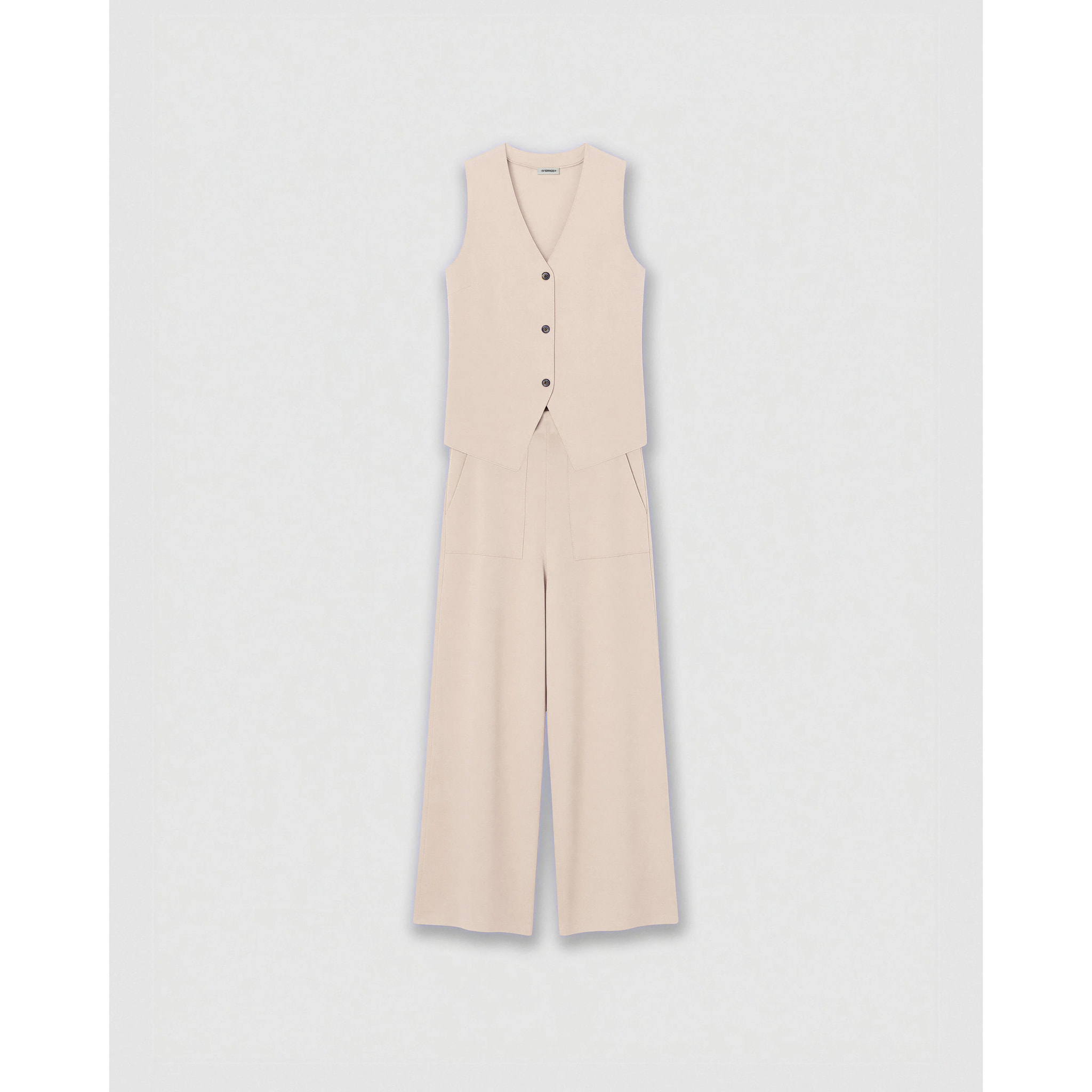 Pantalón largo angorina liso beige