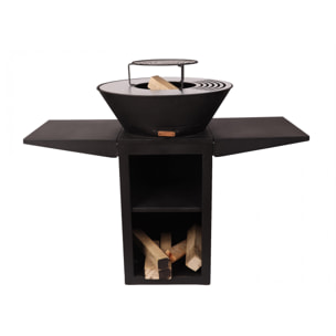 Barbacoa con plancha redonda con grill y soporte en acero EFP57B PURLINE  W