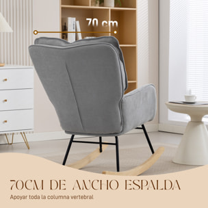 Silla Mecedora Moderna, Mecedora Tapizada en Chenilla, Sillón de Lactancia con Respaldo Ancho, Acolchado Grueso, Patas de Madera, Reposabrazos, para Dormitorio, Salón, Gris Claro