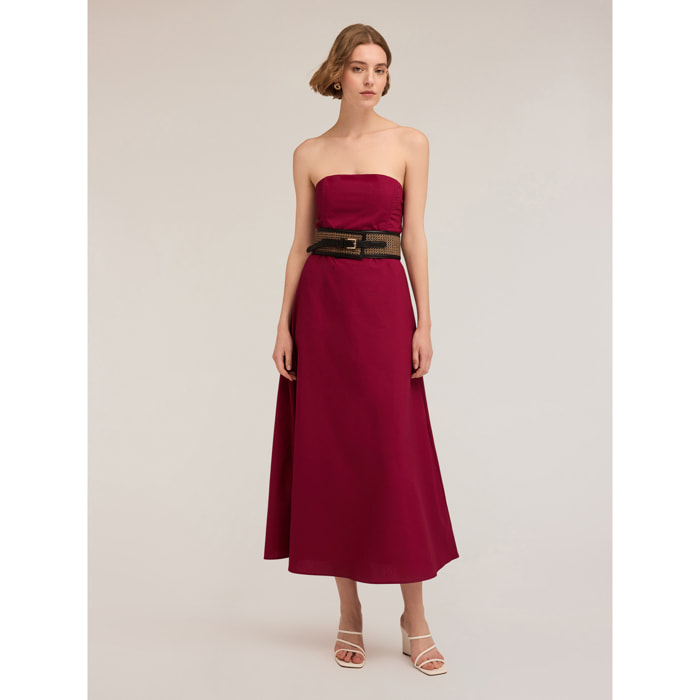 Motivi - Trägerloses Kleid aus Popeline - Fuchsia