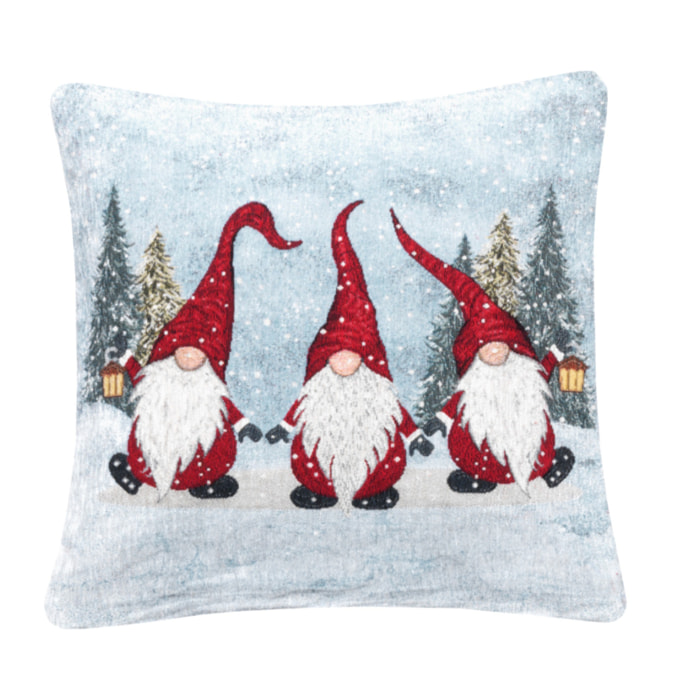 Fodera Per Cuscino Arredo Natalizio In Tessuto Gobelin Cinigliato Made in Italy Disegno Merry Christmas