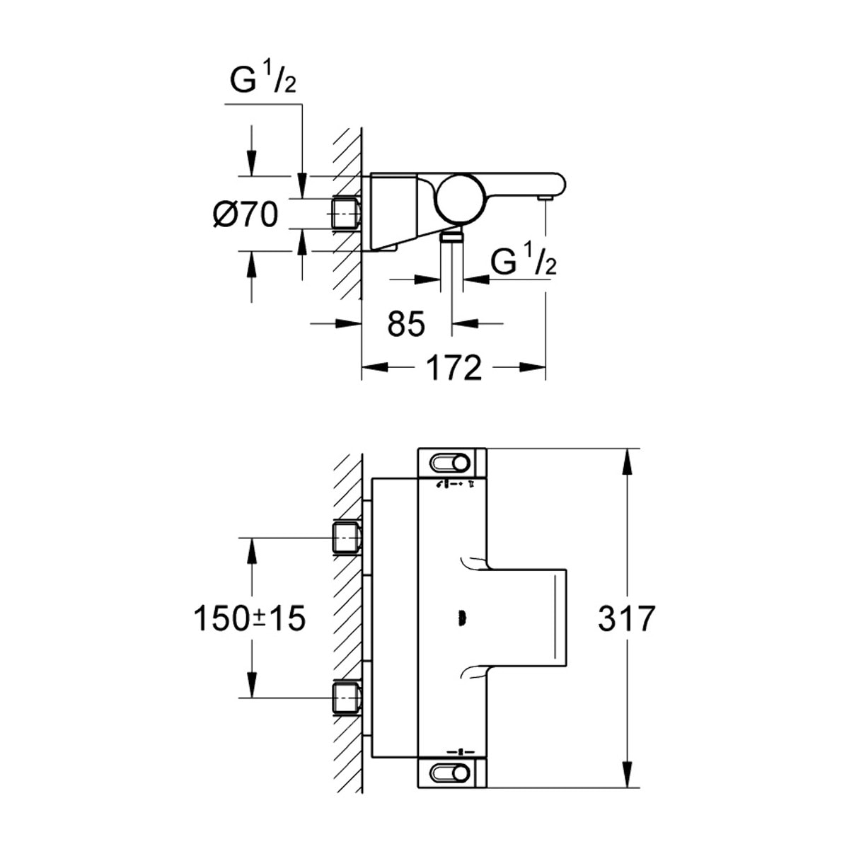 GROHE Grohtherm 2000 Mitigeur thermostatique Bain / Douche 34464001