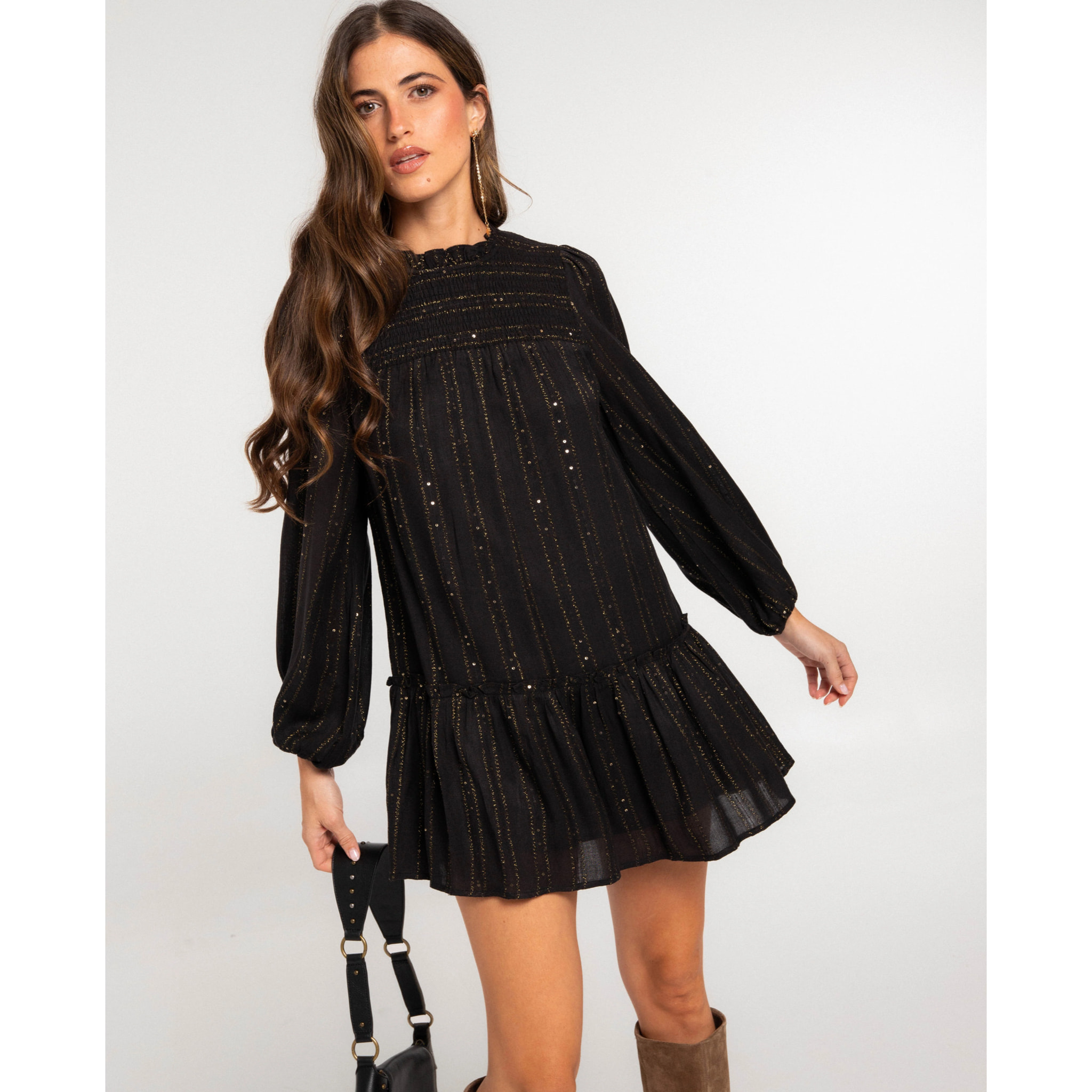 Vestido corto con lúrex de mujer
