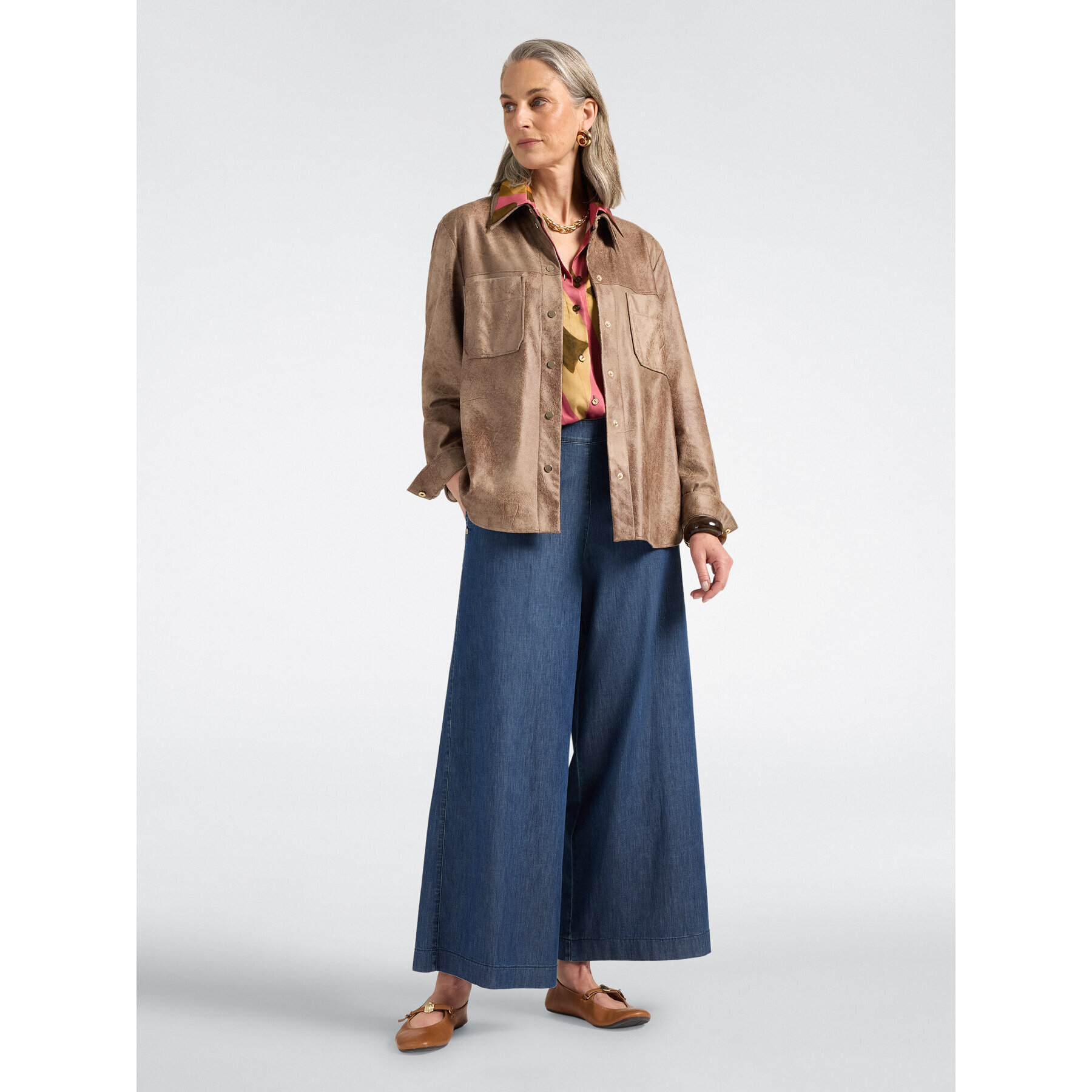 Elena Mirò - Jeans palazzo in Chambray washed - Blu