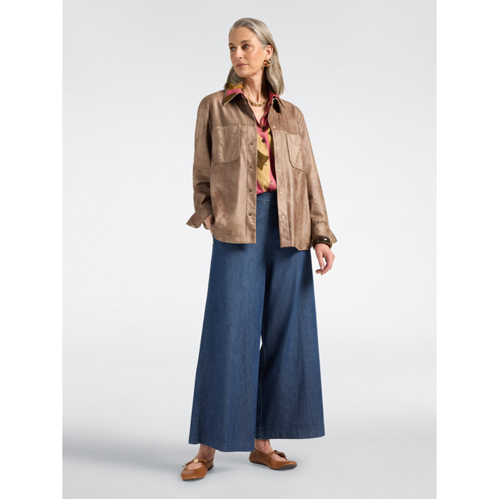 Elena Mirò - Jeans palazzo in Chambray washed - Blu