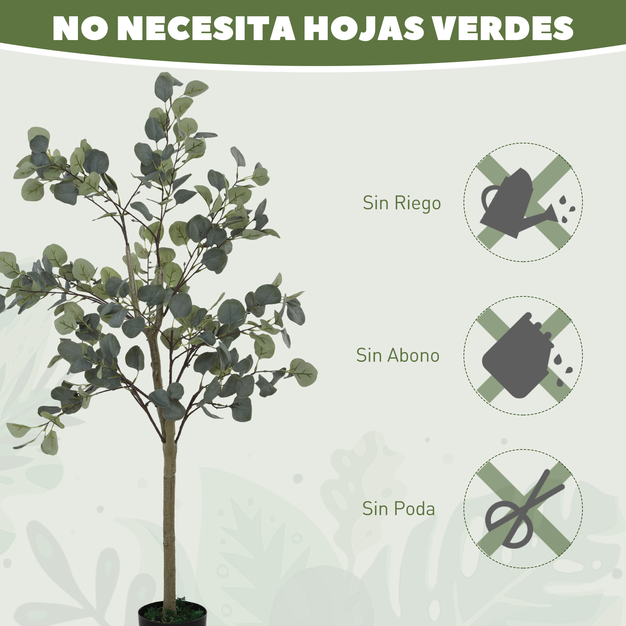 Planta Artificial Decorativa Grande 120 cm Eucalipto Artificial Árbol Sintético de Interior con 230 Hojas Decoración para Hogar Oficina Balcón Dormitorio Verde
