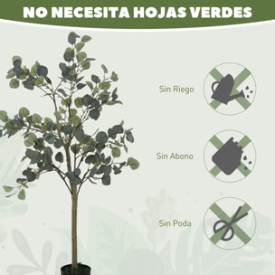 Planta Artificial Decorativa Grande 120 cm Eucalipto Artificial Árbol Sintético de Interior con 230 Hojas Decoración para Hogar Oficina Balcón Dormitorio Verde