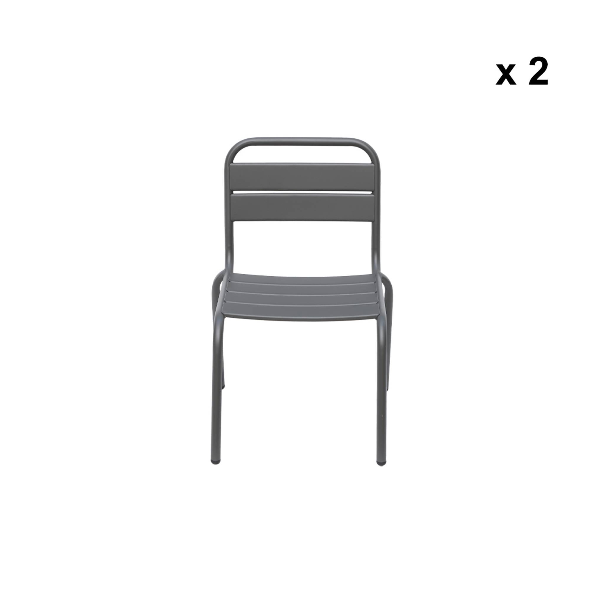 Salon de jardin enfant. lot de 2 chaises en métal anthracite pour enfant