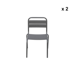 Salon de jardin enfant. lot de 2 chaises en métal anthracite pour enfant