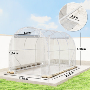 Invernadero de Exterior 3x2x2 m, Invernadero de Túnel con 2 Puertas Enrollables, Marco de Acero Galvanizado y Cubierta de PE 150g/m², Anti-UV, Impermeable, para Cultivos, Transparente