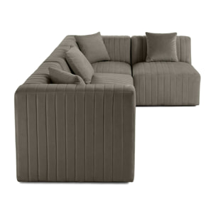 Nova - canapé modulable d'angle droit - 5 places - en velours - Gris