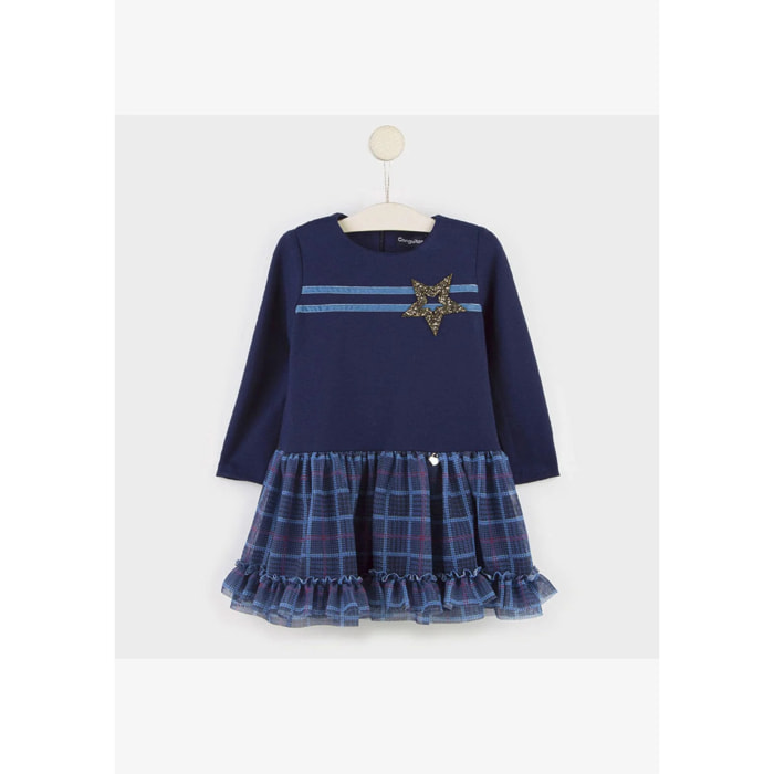 Vestido de tul azul marino de niña